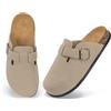 LANGDU Sabot Uomo Donna Pelle Scamosciata Chiuse Ciabatte Comode Scarpe Cachi 38 EU
