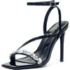 Zhabtuc Sandali da Donna Tacchi Alti da 10 cm Cinturino alla Caviglia Strass Peep Toe Ballo di Nozze Estivo