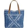 Markotex Borsa Mare in Cotone, con Chiusura a bottone magnetico, manici in Cuoio, Leggera e Pieghevole, Ampia Capacità Donna per Shopping, Viaggio, Campeggio - Sarda MADE IN ITALY (Blue (darker handles))