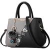 DORRISO Borsa Donna a Mano, Borsa a Tracolla Elegante in Pelle PU, Borsa a Spalla Donna Grande con Ricamo Floreale e Pompon per Lavoro, Shopping, Viaggio e Uso Quotidiano Grigio A