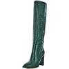 QUEEN HELENA Stivali Alti Donna con Tacco K2010 | Stivali ecopelle effetto coccodrillo, fodera sintetica, suola in gomma, tacco largo 10 cm, gambale 45 cm, punta arrotondata