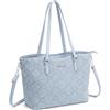 LAKCFSN BACIA & ABBRACCI Borsa Donna Denim in Jeans Chiaro con Motivo a Fiori, Borsa a Spalla Shopper con Tracolla Regolabile, Elegante Borsa Grande Versatile per Uscite Quotidiane e Viaggi - Celeste