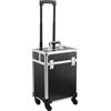 HOMCOM Carrello per trucco Valigia in Alluminio 34x24x52 cm Nero