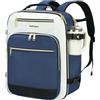 EMPSIGN Zaino Viaggio 40L, TSA, 17,3 Pollici Impermeabile Approvato Aereo | beige/avorio/nero, multitasche, spallacci traspiranti, fascia toracica e trolley, ideale per viaggio e affari
