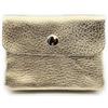 Lemasi Mini portafoglio in pelle, made in Italy, vera pelle bovina, compatto, 11 x 8,5 cm, leggero 50 g, 3 scomparti, bottone automatico, per uomo e donna, portamonete, Oro metallizzato, S, Minimalista