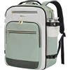 EMPSIGN Zaino Viaggio 40L, TSA, 17,3 Pollici Impermeabile Approvato Aereo | beige/verde chiaro/verde oliva, multitasche, spallacci traspiranti, fascia toracica e trolley, ideale per viaggio e affari