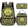 Amabery Set di 3 zaini con stampa leopardata personalizzata, zaino per computer portatile di grande capacità, per adulti, lavoro e viaggio, Leopardo 05, standard, Casual