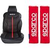 Sparco Spcs414Rd 1 Schienale Auto Modelo Ferrara Colore Nero/Rosso 7 Mm Di Spessore In Sedile Universale & Spc1204Rd Protezioni Per Cintura Di Sicurezza, Rosso, Set Di 2
