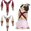 Pet Soft Bretelle per Pannoloni per Cani, Confezione da 2, Ideali per Fasce Addominali e Abbigliamento per Animali Domestici (Beige-Vino, Taglia S)