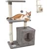 Beltom® Tiragraffi per gatti 85 cm. Parco Gioco Giochi GRAFFIATOIO SISAL Cuccia Albero Gatti Tira Graffi Palestra - Grigio