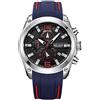 MEGIR Orologio casual con cinturino in pelle per uomo, alla moda, stile militare, sportivo, classico, al quarzo, impermeabile, cronografo, orologio da polso con data automatica, Blu, Cinturino
