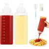 VINATO 2 Pezzi Bottiglia Squeeze Plastica, 1000ml Bottiglia per Salse con Tappi Antiperdita, Flacone Dosatore Cucina,Senza BPA,Squeeze con Etichette e Spazzola,per Ketchup Salsa Piccanti Olio d'Oliva