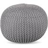 Relaxdays Pouf Relaxdays, Lavorato a Maglia, HxP: 33 x 46 cm, Imbottitura in polistirolo, Cuscino Rotondo, Sgabello Boho, Grigio.