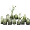 SUPMIND Set di 12 vasi in vetro, piccoli vasi per fiori verdi per centrotavola, mini vasi vintage per matrimoni, casa, decorazione da tavolo