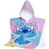 hermet Telo Mare Con Cappuccio Stitch, Poncho Mare Maxi da Bambino, 60x60 cm, Asciugamano da Spiaggia o Piscina, 100% Morbido Cotone