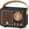 MONTY SOUL Mini Cassa Bluetooth Retrò 5W, Altoparlante Portatile HiFi 360°, Radio FM, Microfono Integrato, Supporto Scheda TF, USB e AUX, Batteria Ricaricabile 400 mAh (HM11) (Nero)