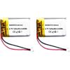 RAEWSTCO 2PCS 3.7V Batteria 401525 LiPo 3.7V 120mAh 0.45Wh 1S 5C Liter Energy Battery per l'elettronica Ricaricabile Telefono Portatile Smartwatch Orologio GPS