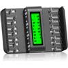 CITYORK Caricabatterie LCD a 16 slot, caricabatterie intelligente per batterie AA AAA C D NI-MH ricaricabili con adattatore