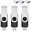 Bliksem Confezione da 3 chiavette USB da 64 GB con adattatore di tipo C e scatola di memoria, USB 2.0 Flash Drive, 360° di memoria per cellulare/Pad/PC/Laptop/Android - Nero (confezione da 3 64 GB)