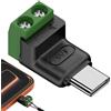 Lunaobrik Adattatore USB C, maschio a 2 poli, convertitore di collegamento senza saldatura, adattatore USB a morsetto a vite a 2 pin, per industria, scienza, telefoni cellulari, tablet, fotocamere