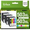 HALLOLUX 503XL Multipack 503 XL Cartucce 503 Compatibile con Epson 503XL Multipack 503 per Epson XP 5200 Cartucce per Workforce WF-2960DWF XP-5200 WF-2960 XP5205 WF2965 (confezione da 12)