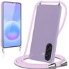 Knrlqim Cover per Samsung Galaxy A57 con Cordino Custodia con Laccio Collana Tracolla Collo Corda Regolabile Liquido Silicone Antiurto AntiGraffio Protettiva Case per Samsung A57 6,7,Viola Lilla