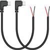 Riertostng Cavo di alimentazione USB C a 2 pin, 10 pollici, tipo 90 gradi, 2 pin, 20 AWG 5 V, per dispositivi USB C installati o di ricambio di riparazione fai