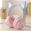OHAANYY Cuffie Bluetooth Bambini Wireless Orecchie Gatto LED Microfono | Auricolari stereo bimba, cuffia infantile pieghevole micro SD TF, archetti regolabili scuola
