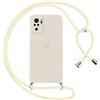 Oelrstfe Cover per Xiaomi Redmi Note 10S 4G con Cordino,Custodia Silicone Morbido Sottile con Motivo Cuore e Collana Laccio Tracolla,Antiurto Antigraffio Corda Collo Regolabile Protettiva Case,Bianco