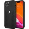 CG MOBILE BMW - Custodia per iPhone 13, sedile perforato nero con linee imprese, custodia protettiva e durevole in vera pelle con facile scatto, assorbimento degli urti e logo firmato