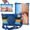 FKQLH Cover per DOOGEE Tab A9/ A9 Pro Tablet 10 Pollici, Silicone Custodia Protettiva Antiurto con Supporto Rotante/Spalla, Blu scuro