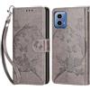 KENHONER Custodia per Motorola Moto G34 5G Cover, Grigio Farfalla