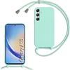 Beajew Custodia per Samsung Galaxy A55 Cover con Regolabile Rimovibile Corda da Catena Collana Necklace Antiurto Cordino Collari per Samsung Galaxy A55, Verde Menta