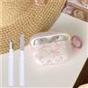 Faneiy Custodia per AirPods 3 (con kit di pulizia) trasparente con grazioso motivo a fiocco, design alla moda, estetica, antiurto, custodia per cuffie per Airpods 3, fiocco rosa