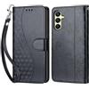 KENHONER Custodia per Samsung Galaxy A25 5G Cover, Nero 3D | Portafoglio in Pelle PU Retro, Antiurto Flip, Slot per Schede, Funzione Stand, Chiusura Magnetica