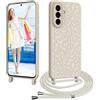 CaseLover Cover per Samsung Galaxy A57 5G con Cordino, Custodia con Laccio Collana Regolabile Morbida TPU Silicone Case con Motivo Leopardato Antiurto Protettiva Cover per Samsung A57, Beige