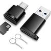 HAUXGOGO Lettore di schede USB-C, Lettore di Schede mini TF, Supporta Schede MicroSD/TF, Include Adattatore da USB-C a USB-A, Adatto a smartphone, tablet, laptop e altro ancora - Nero