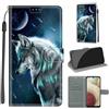 KENHONER Custodia per Samsung Galaxy A12, Lupo | Portafoglio Pelle PU, Magnetica, Resistente Agli Urti, Scomparto Carte Credito, Pieghevole, Flip Libro, Motivo