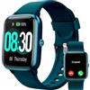 GRV Smartwatch Uomo Bluetooth Chiamate Notifiche Messaggi e WhatsAPP Touchscreen Pedometro Cardiofrequenzimetro Ossigenazione Activity Tracker Promemoria Sedentarietà Giochi per Android iOS Blu