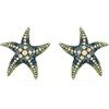 Swarovski Idyllia - Orecchini a perno placcati oro, a forma di stella marina, grandi, multicolore, 3.7 cm x 3.5 cm, Cristallo, Cristallo