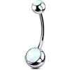 OUFER 14G 14mm Piercing per Ombelico Anello Titanio Palline Balls Pantaloncini Extra Lungo Short Long Bananabells Navel Pircing Anelli Doppio Bianco Opal 1,6 mm, Barbell Belly Button Jewellery