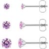 Candyfancy Orecchini in titanio ipoallergenici da donna, uomo, ragazza, G23, in titanio, con zirconi, 2/3/4/5 mm