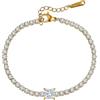 Bellitia Jewelry Braccialetto Tennis da Donna con Acciaio Inossidabile Catena Regolabile, alla Moda, ipoallergenico, con zirconi, Idea Regalo