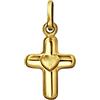CLEVER SCHMUCK CLEVER drachensilber dorato ciondolo a forma di mini croce 9 X 11 mm lucido su entrambi i lati arrotondati plastische Form con erhabenen Cuore seidenmatt in centro 333 Oro 8 carati con custodia