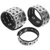 MUCKLILY Bracciale con Borchie a Forma di Stella Chiusura Regolabile Punk in Pu 3 Pezzi, Stile alla Moda Unisex per Fotografia di Strada e Ambienti Trendy
