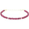 Eloboe essence Bracciale Rubino Naturale, 3 mm, Argento 925 Placcato Oro 24 K, Regolabile 16-19 cm