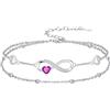Flpruy Gioiello da donna in argento Sterling 925, con simbolo dell'infinito, braccialetto e cavigliera, doppia catena regolabile, regalo personalizzato per donne, mogli, fidanzate, madri, Anklet 9-11