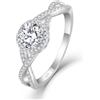 starchenie Anello di fidanzamento in argento Sterling 925, rotondo, con zirconi 3 A, infinito, per donne