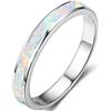 JUDE Inaly Half Eternity - Fede nuziale in acciaio INOX con opale di fuoco, R, Metallo, Opale