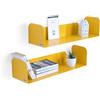 Mobili Fiver, Coppia di mensole in metallo Camilla a U, 60x18x15 cm, Giallo Senape, 60 cmx18 cmx20 cm, FERP, Mensole da muro per Soggiorno, Made in Italy